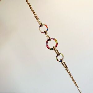 4/$15 Gold Colorful Links Chain Bracelet